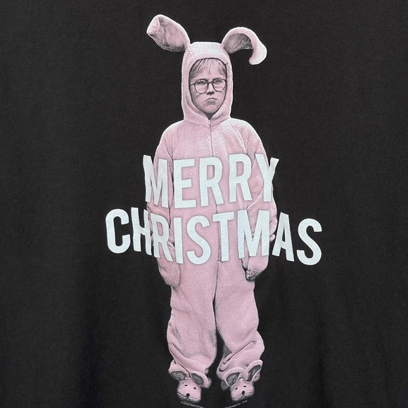 A Christmas Story Shirt Adult Medium Black Pink Bunny Pajamas Funny Novelty - Picture 3 of 12